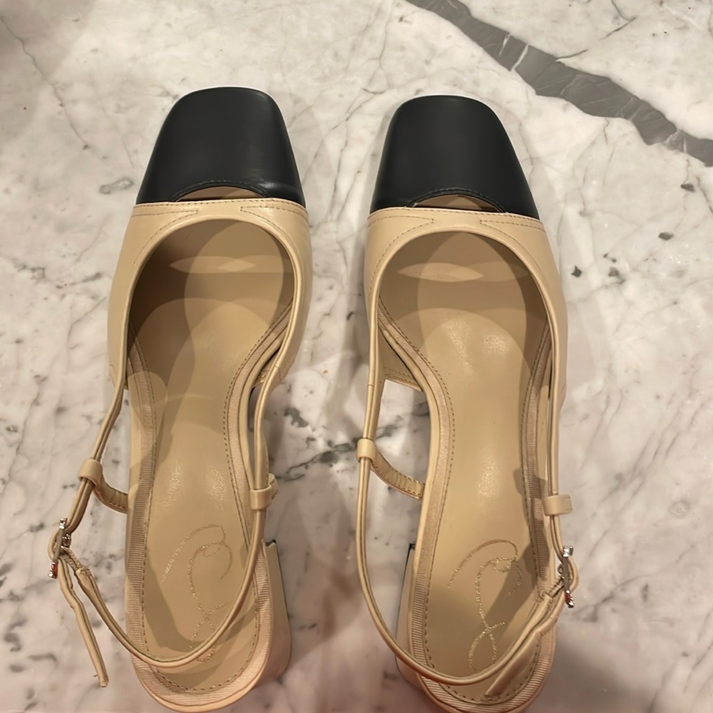 Sam Edelman sand Tarra 75MM Leather Slingback Pumps